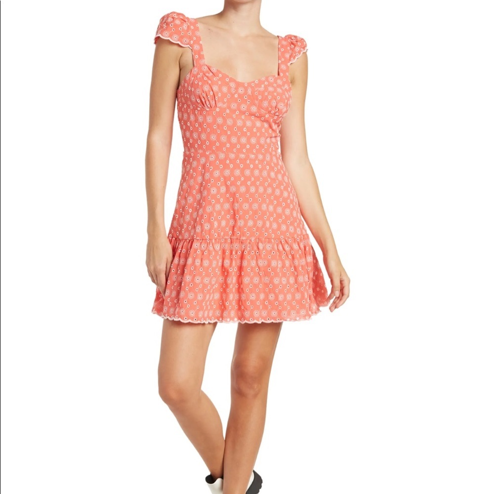 NWT Betsey Johnson Cap Sleeve Eyelet Knit Lace Cotton Fit & Flare Dress